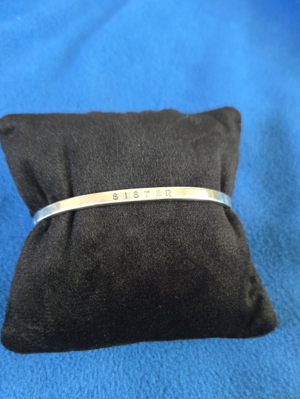 SISTER Sterling Silver Tone Engraved Cuff Bracelet - Women Accessories